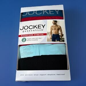 Jockey Men's 3-Pack Boxer Briefs-Long Leg-Active-Microfiber Stretch-NIB